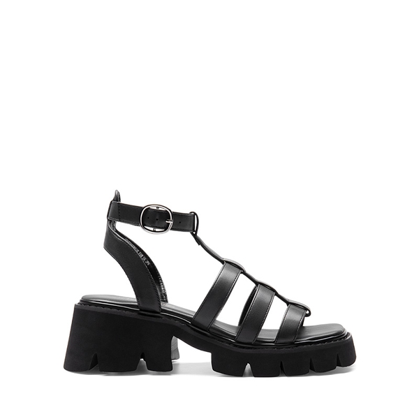 Rugged Lug Platform Sandals - BLACK - 3